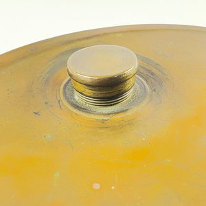Antiguo Calentador de Agua de Bronce con Tapa y Asa - imagen 2