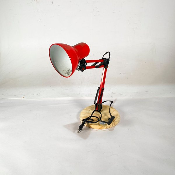 Lámpara de Escritorio Metálica Roja Regulable de Una Luz