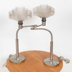 Par de Lámparas de Mesa con Brazos Articulados y Pantallas de Acrílico Escalonadas - imagen 1