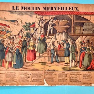 Lámina Francesa Antigua "Le Moulin Merveilleux" - Tema Satírico y Folclórico - imagen 2