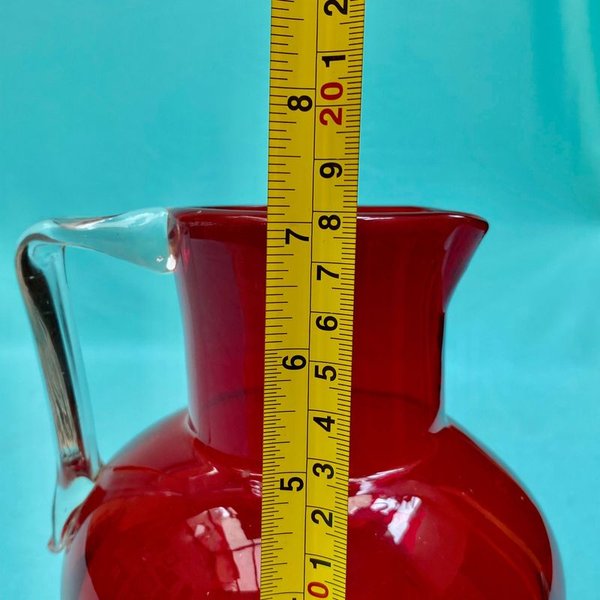 Jarra francesa de vidrio rojo rubí para decorar o usar - imagen 7