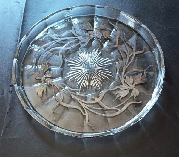 Servicio de postre con motivos florales en vidrio - imagen 3