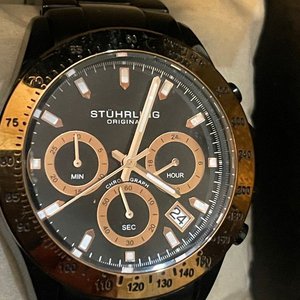 Reloj Stührling Original Cronógrafo Black & Rose Gold Lujo - imagen 3