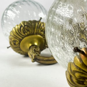 Par de Apliques de Bronce con Globos de Vidrio Hialino - imagen 4