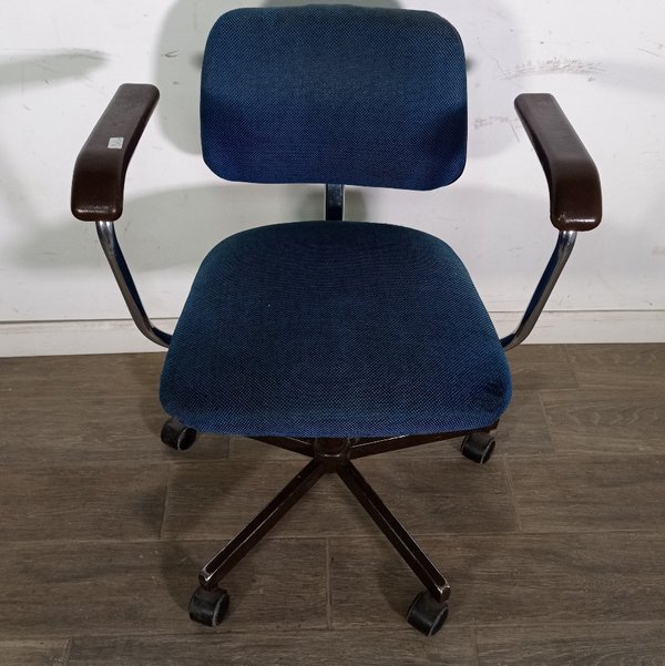 Silla de Escritorio Giratoria Azul con Apoyabrazos Marrones - imagen 1