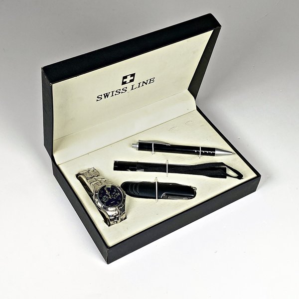 Estuche con Reloj SWISS LINE, Navaja, Linterna y Lapicera - imagen 1