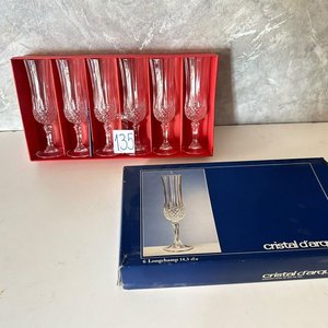 12 Copas Flauta de Cristal Tallado "Cristal d'Arques" - Nuevas en Caja - imagen 2