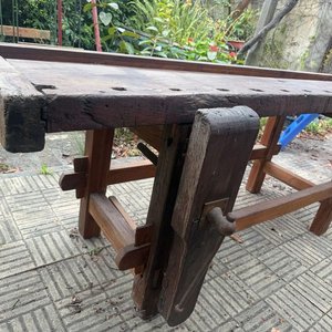 Banco de Trabajo de Carpintero Antiguo de Hierro y Madera Maciza - imagen 19