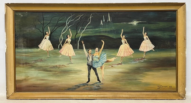 Lote siguiente: Pintura de ballet por M. Fornari, oleo sobre tela