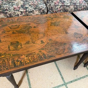 Par de Mesas Laterales Vintage con Diseño de Planisferio - imagen 7