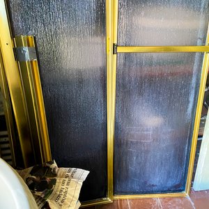 Mampara de Baño con Marco Dorado, Dos Hojas Corredizas - imagen 4