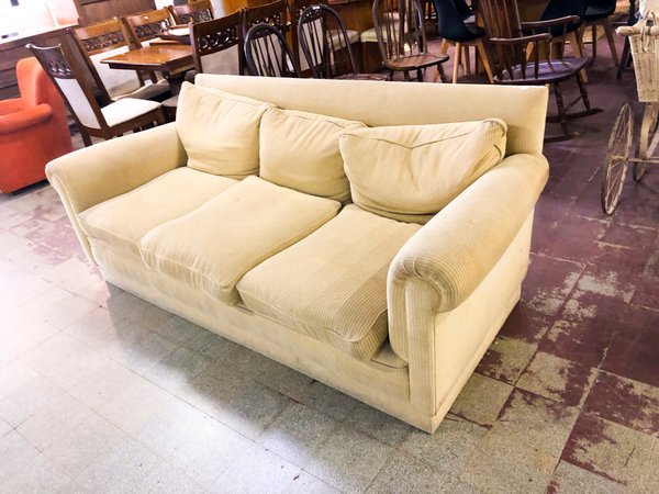Sofá de 3 Cuerpos Beige Estilo Clásico