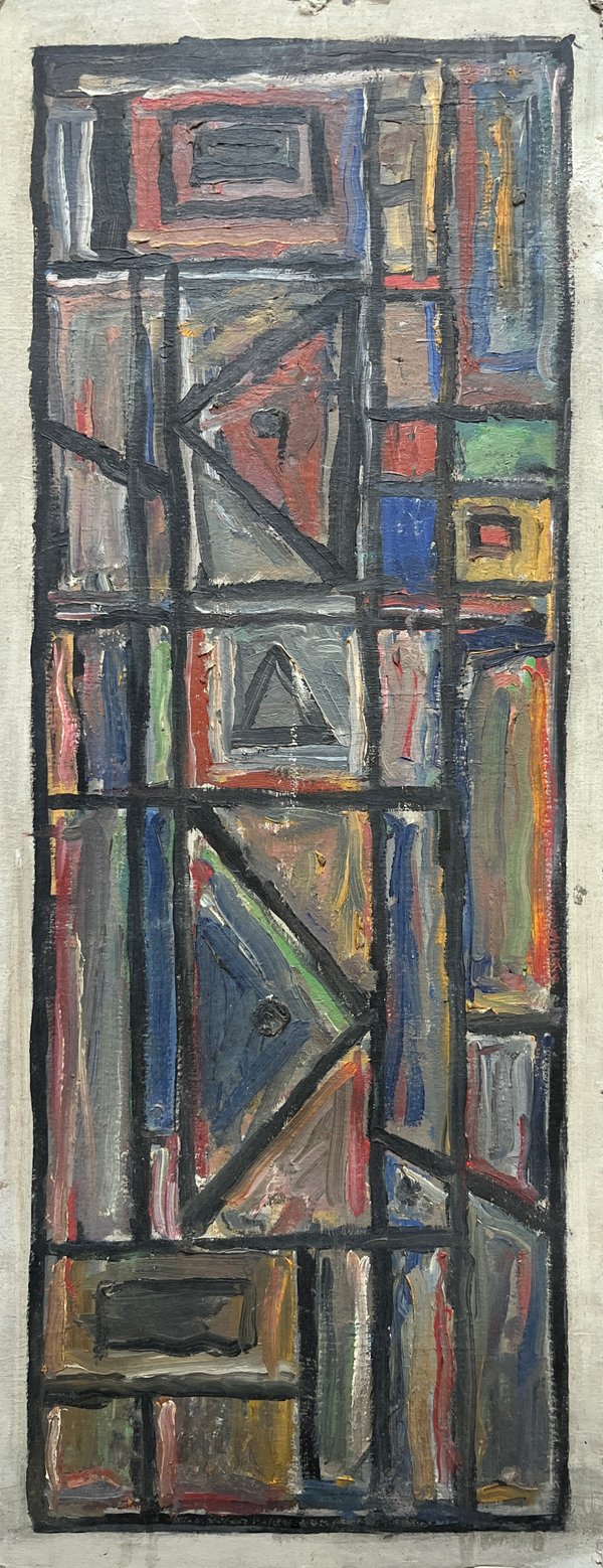 Oleo "Constructivo" de Walter Deliotti - 70 x 28 cm - imagen 1
