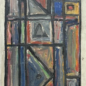 Oleo "Constructivo" de Walter Deliotti - 70 x 28 cm - imagen 1