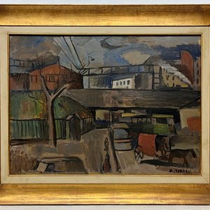 Oleo "Escena de Ciudad" de Augusto Torres - 50 x 68 cm - imagen 2