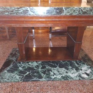 Mesa Art Decó Francesa de Jacarandá con Tapa de Mármol Verde - imagen 3