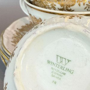 Juego de Tazas de Té de Porcelana Alemana Winterling Bavaria con Diseño Dorado - imagen 4