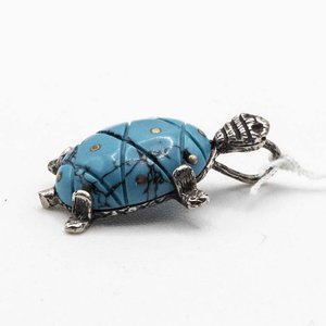 Dije de Plata con Piedra Turquesa en Forma de Tortuga - imagen 2