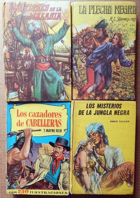 Lote de 4 Libros Clásicos de Aventuras: Stevenson, Salgari y Mayne Reid - imagen 1