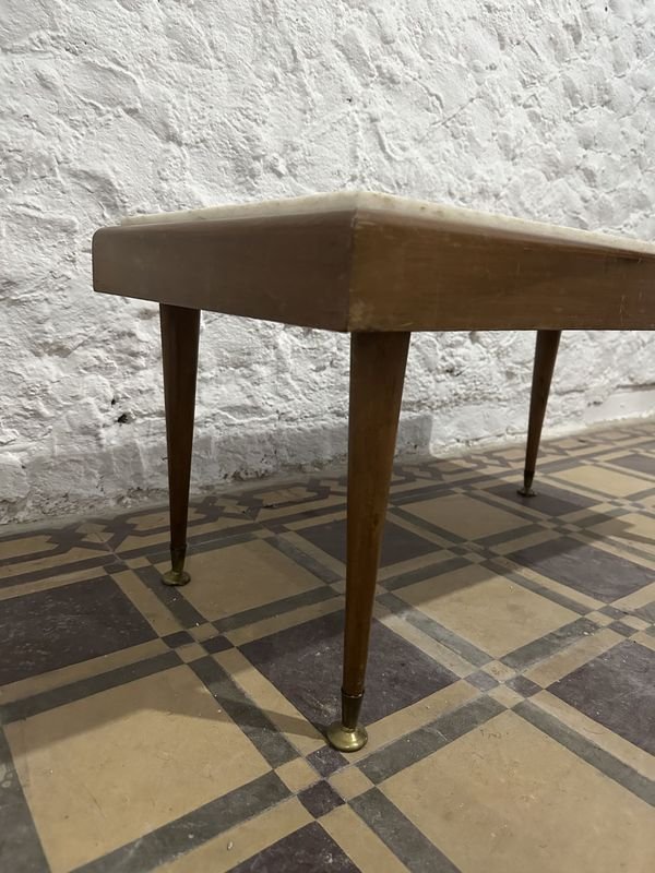 MESA RATONA MADERA Y MÁRMOL DETALLES EN BRONCE - imagen 3