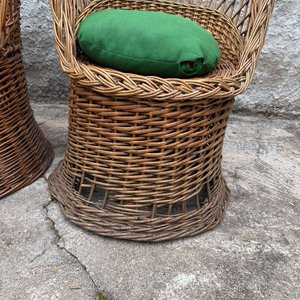 Par de Sillones de Mimbre con Almohadones Verdes - imagen 4