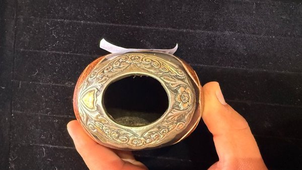 Mate Galleta Virola Plata y Oro - Vaso de plata y oro con diseño decorativo - imagen 7