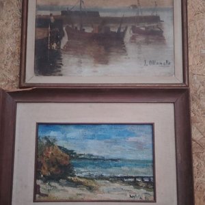 Lote anterior: Lote de dos óleos con marco de madera: paisaje marino y costa