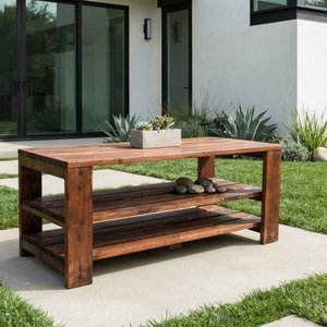 Juego de Mesa Ratona de Madera con Dos Estantes - imagen 2
