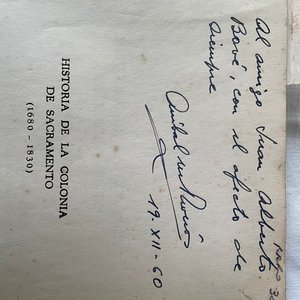 Historia de Colonia del Sacramento, dedicado y firmado por Aníbal M. Riveros Tula - imagen 2