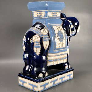 Figura de Elefante en Cerámica Esmaltada Azul y Lila - imagen 7
