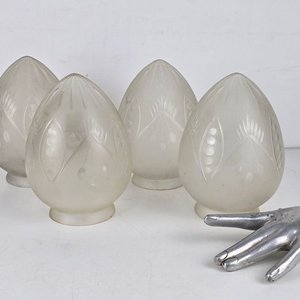 4 Pantallas de Lámpara de Vidrio Tallado y Esmerilado - imagen 1