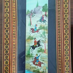 Trío de Miniaturas Persas con Marcos Taraceados Estilo Oriental - imagen 5