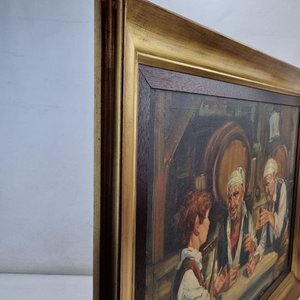 Antiguo óleo sobre tela "Escena de Taberna" por Enrique Eguren, firmado - imagen 5