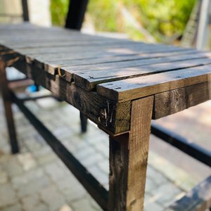 Mesa Rústica de Jardín Negra - Madera Maciza 2.70m - imagen 2