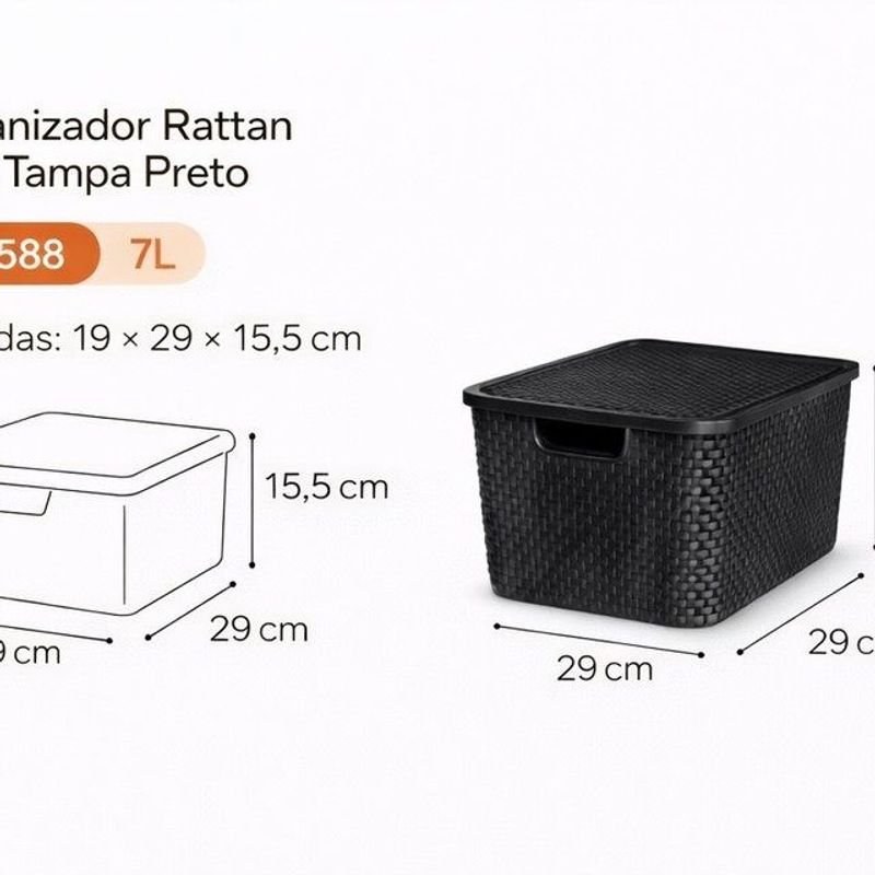 Caja Rattan de 7 litros para almacenamiento y decoración - imagen 3