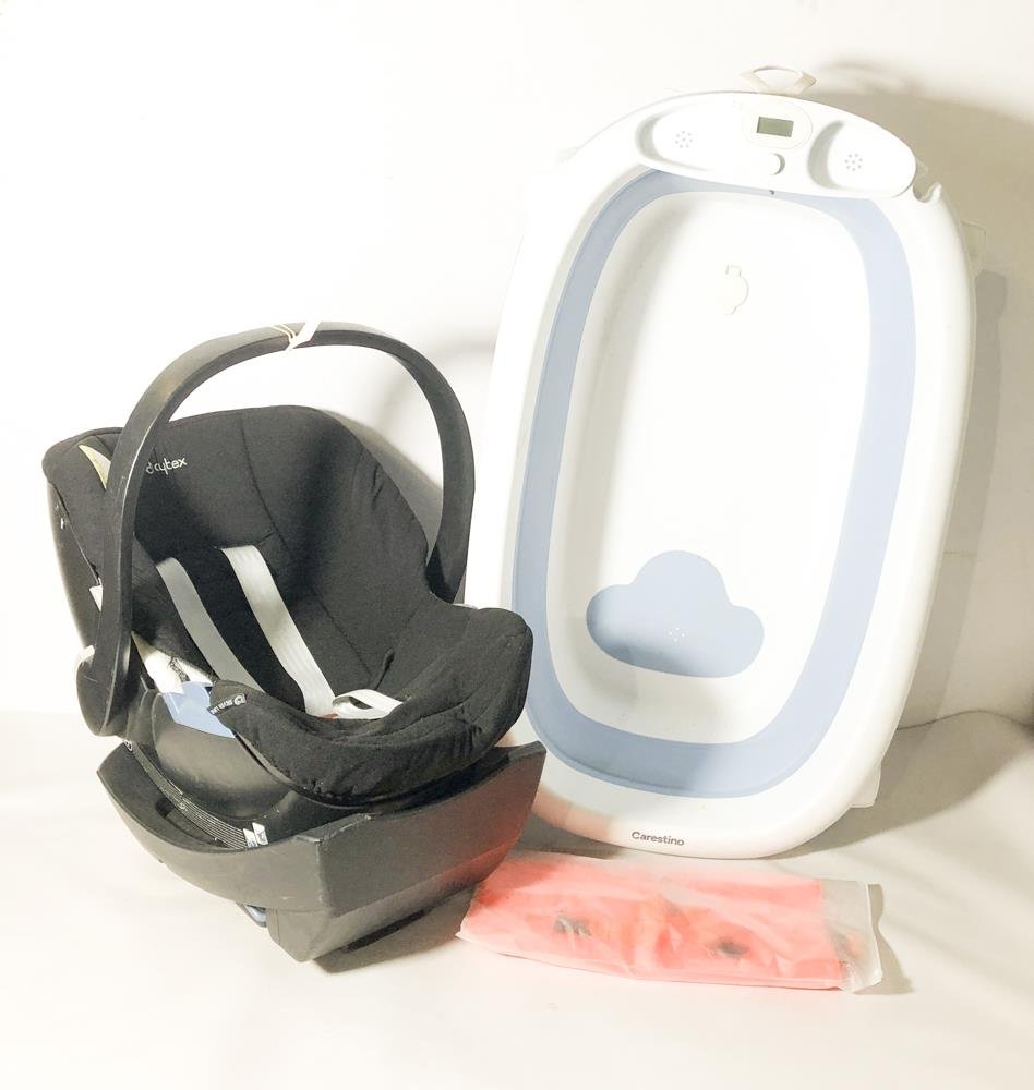 Bañito Carestino para bebé, Silla de Auto Cybex y Chaleco Flotador Allianke