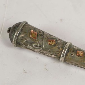 Mango de Cuchillo Criollo de Platería Antigua con Detalles Metálicos - imagen 2
