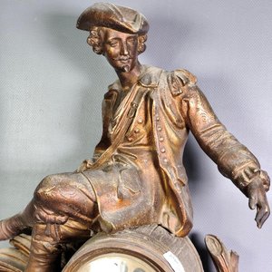 Reloj de Mesa Antiguo en Metal con Figura de Bronce "Luis XIV" - Para Restaurar - imagen 3