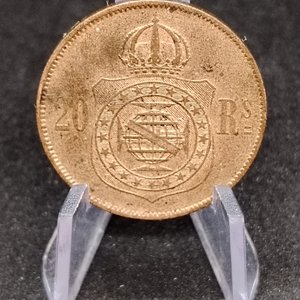 Moneda de Brasil 20 Reis 1869 Pedro II Bronce - imagen 3