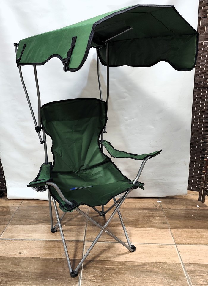 Silla plegable para playa/jardín con techo, nueva verde - imagen 3