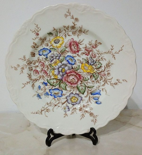 Plato de Porcelana Vintage Crown Ducal Wilmslow Brown Multicolor - Principios Siglo XX - imagen 1