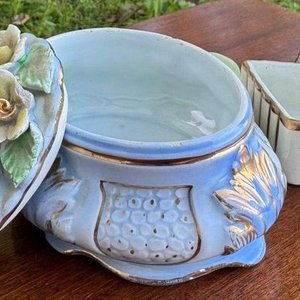 1 juego de 3 alhajeros en ceramica esmaltada española de alta calidad con una decoracion floral y pintados a mano - imagen 4