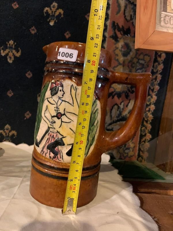 Jarra cervecera o chopp de cerámica esmaltada decorativa - imagen 3