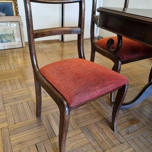 Juego de Comedor Extensible de Madera con Seis Sillas Tapizadas - imagen 6