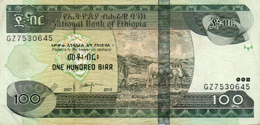 Billete de 100 Birr de Etiopía - National Bank of Ethiopia