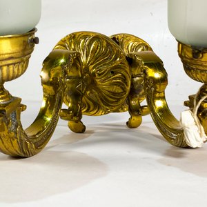 Par de Apliques de Bronce Labrado con Tulipanes Opalinos - imagen 4