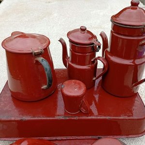 Conjunto de 10 piezas de enlozados bordo: cafeteras, tazas y más - imagen 3