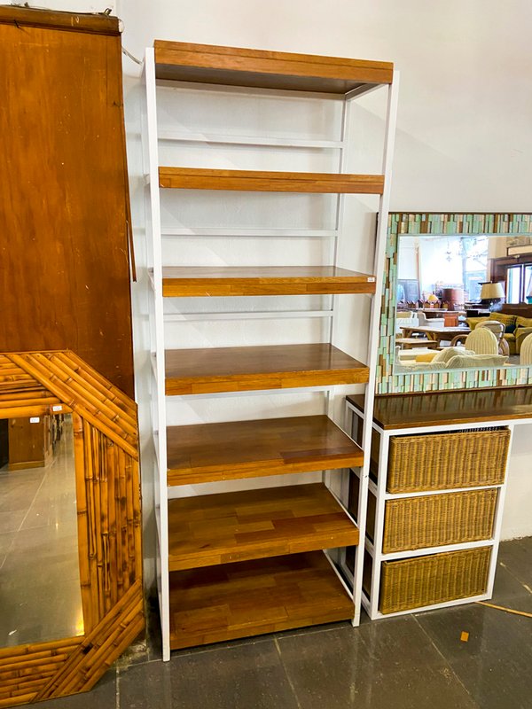 Estantería Blanca con Estantes de Madera - imagen 1