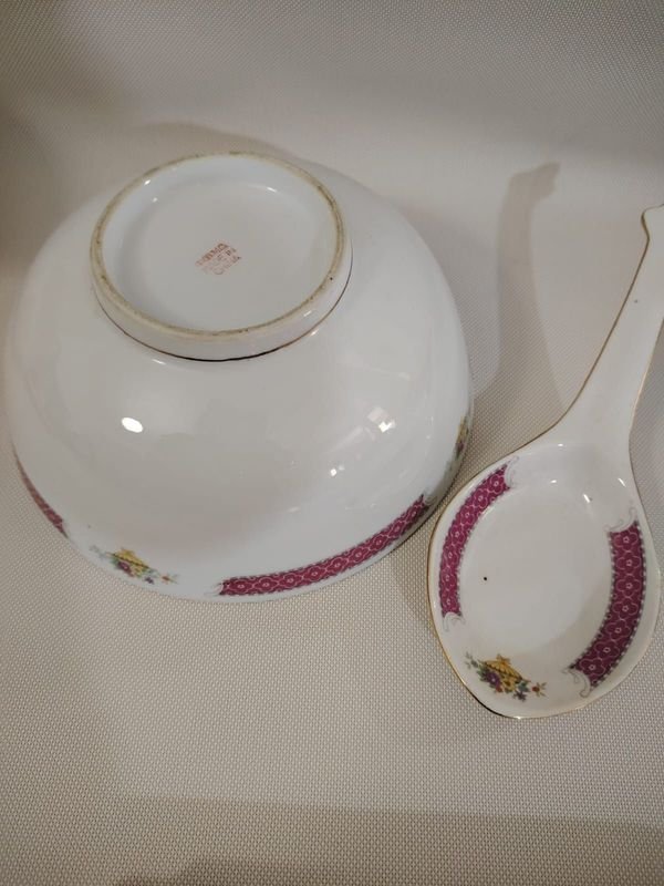 Ensaladera de porcelana china con cuchara - imagen 3