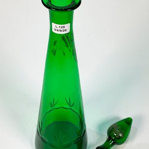 Botellón Cónico de Cristal Verde Tallado con Espigas y Tapón - 42 cm - imagen 3